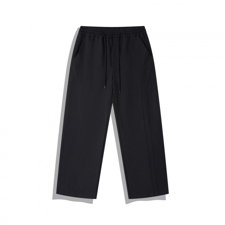 Unisex Weite Relaxed-Hose mit elastischem Bund, Tunnelzug und dekorativer Nahtführung Drune