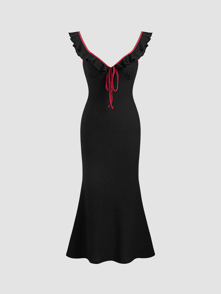 Damen Fließendes Maxikleid mit Rüschendetails Drune