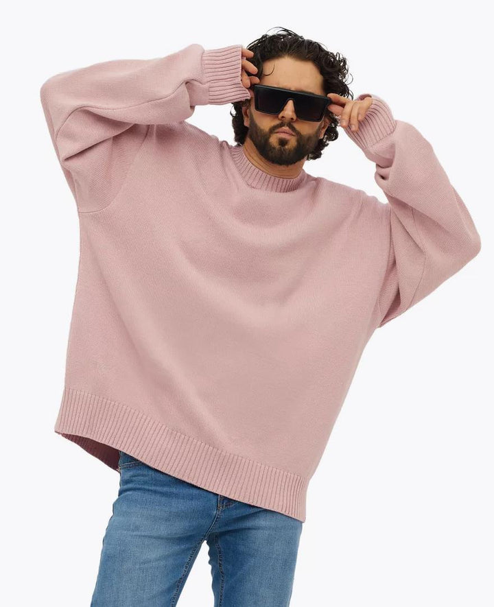 Damen gemütlicher Oversized Pullover mit strukturiertem Rippenmuster und breiten Bündchen Drune
