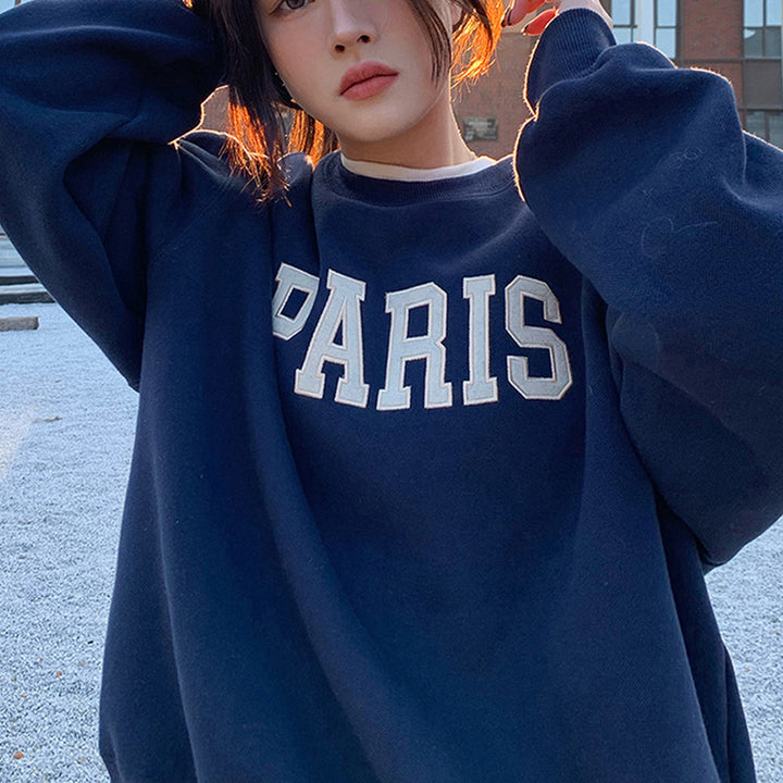 Damen lässiger Sweatshirt mit markantem Schriftzug Drune