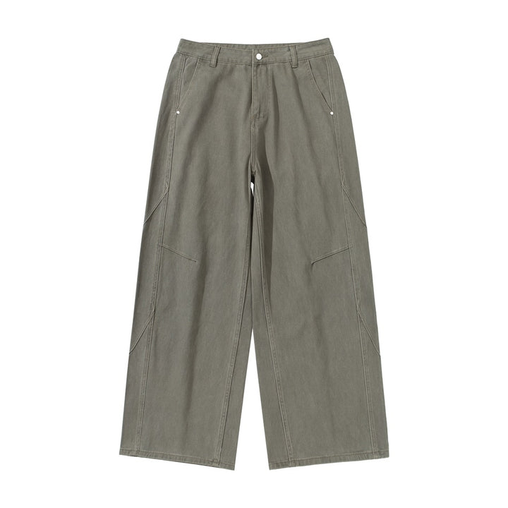 Damen Weite Bundfaltenhose im Utility‑Cargo‑Stil mit hoher Taille und markanten Teilnähten Drune