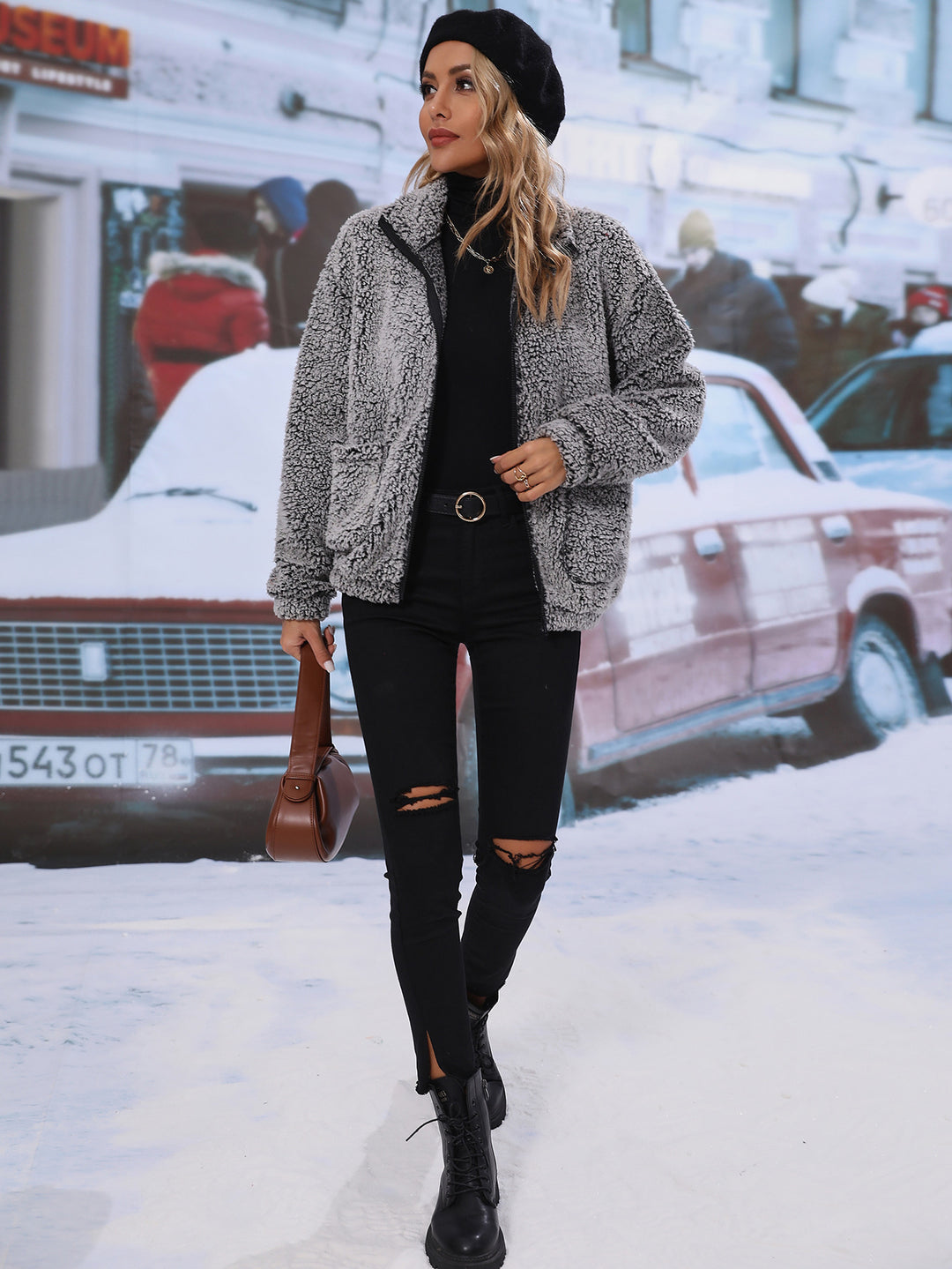 Damen Fleecejacke mit kuscheliger Textur und großzügigen Taschen Drune