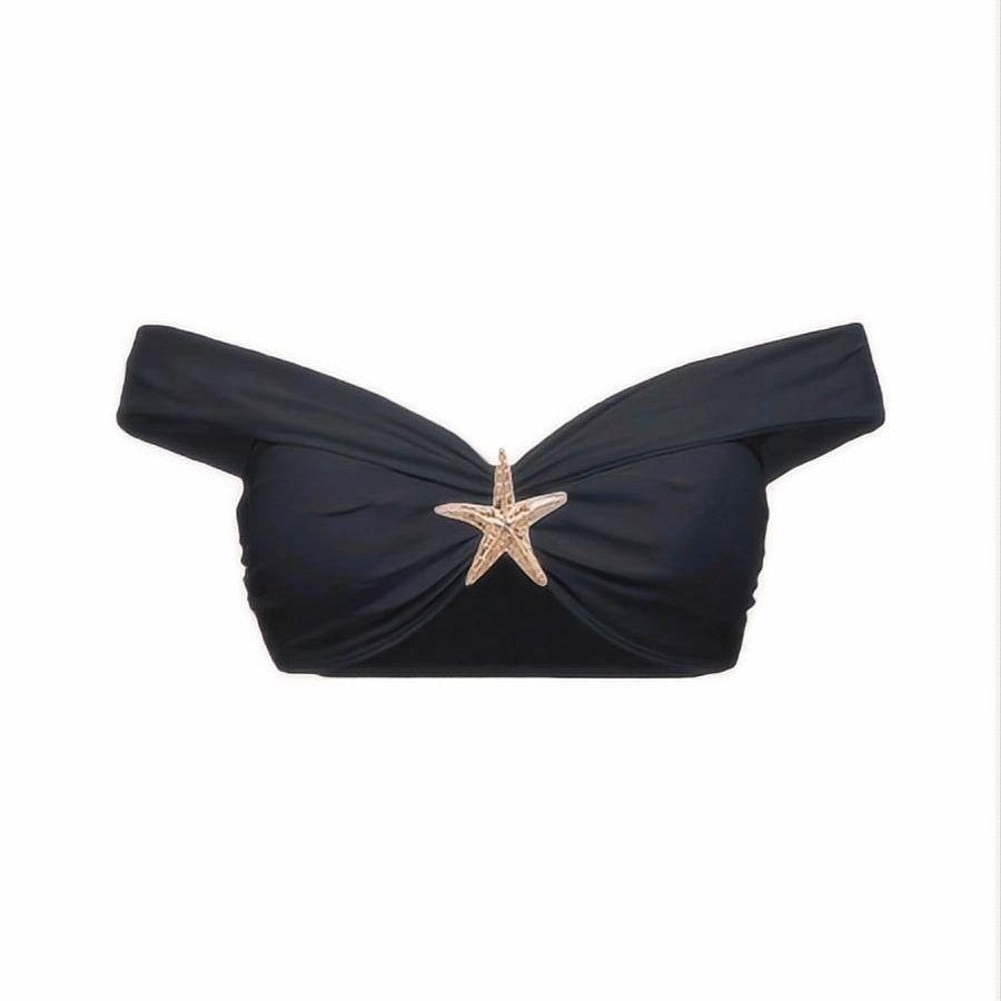 Damen Bikini-Set mit eleganter Wickelrock-Optik und modischem Stern-Applikation Drune