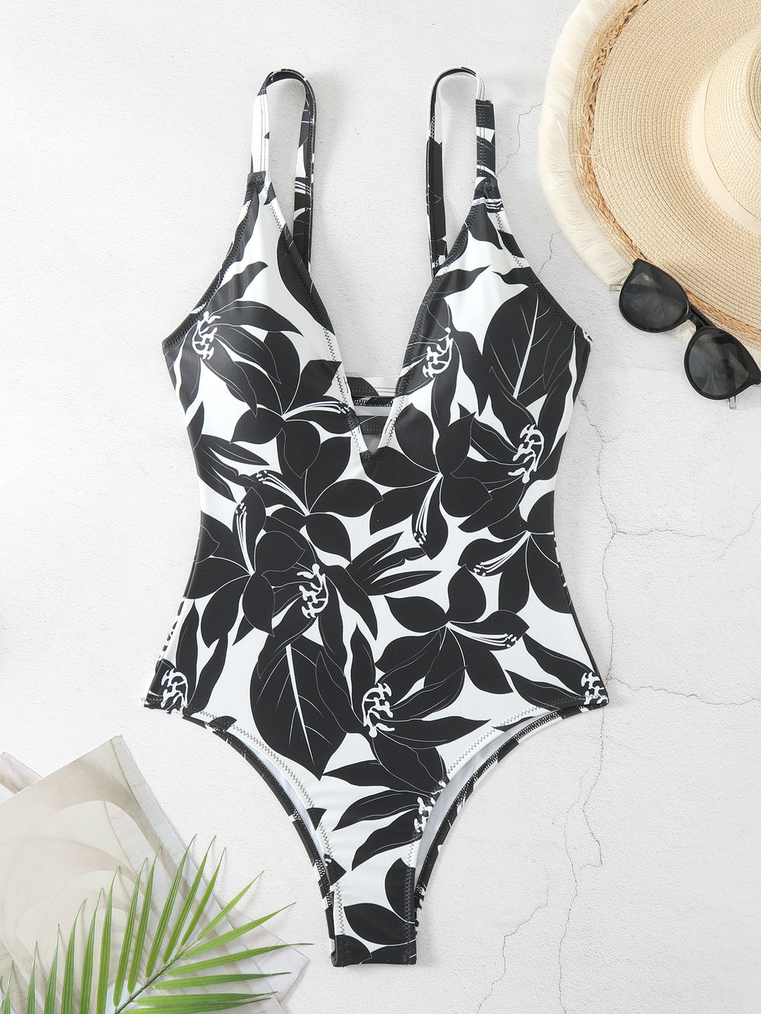 Damen Einteiler Badeanzug mit floralem Design Drune