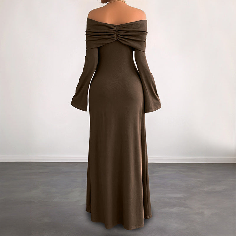 Damen Elegantes Off-Shoulder Maxikleid Drune