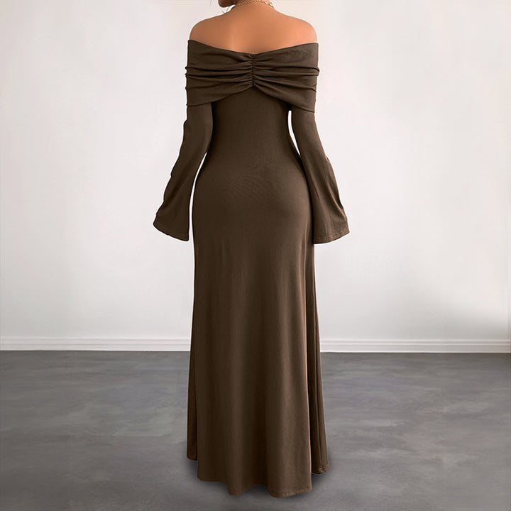 Damen Elegantes Off-Shoulder Maxikleid Drune