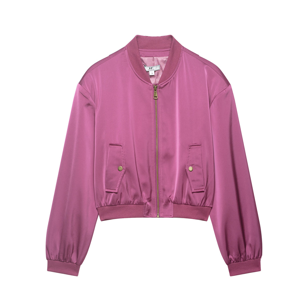 Damen Kurze Satin‑Bomberjacke im Cropped‑Boxy‑Schnitt Drune