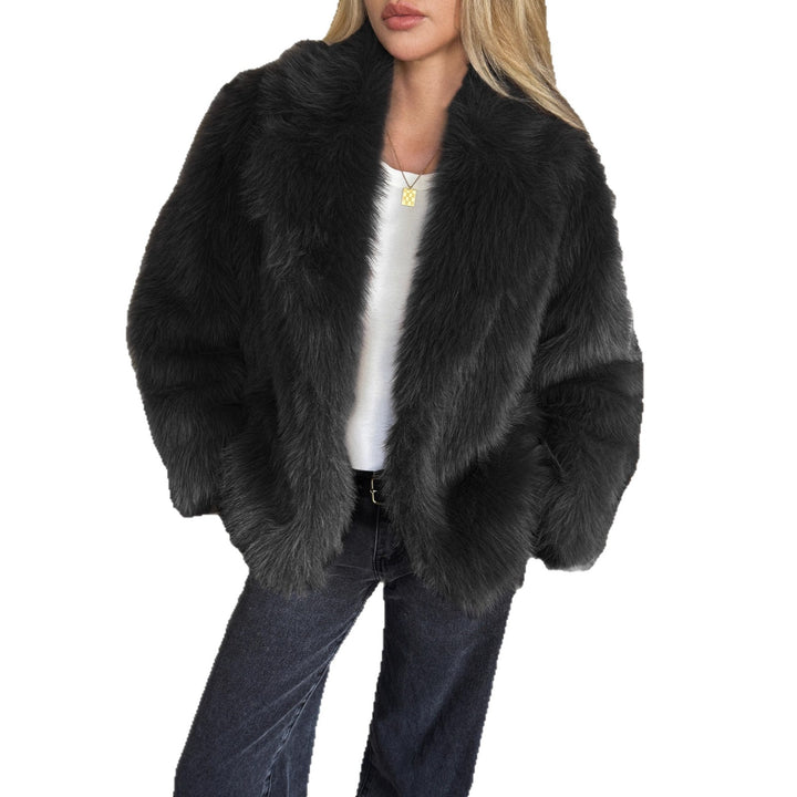 Damen Kurzjacke aus dichtem Hochflor‑Faux‑Fur mit voluminösem Umlegekragen Drune