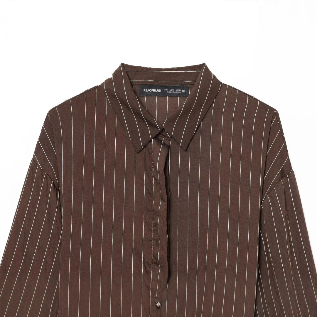 Damen nan oversized Hemdblusen-Midikleid mit verdeckter Knopfleiste und dekorativem Doppelgürtel Drune