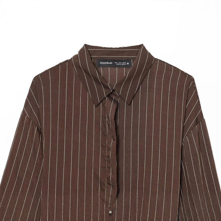 Damen nan oversized Hemdblusen-Midikleid mit verdeckter Knopfleiste und dekorativem Doppelgürtel Drune