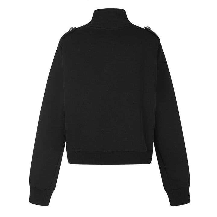 Damen Kurze Sweatjacke im Military-Stil mit Stehkragen Drune