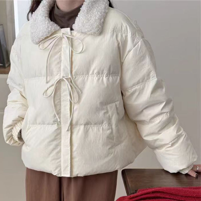 Damen Trendige Steppjacke mit Teddykragen und praktischen Taschen Drune