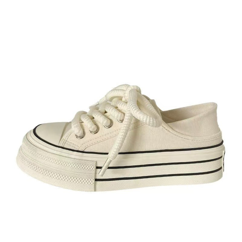 Damen Plattform Sneakers mit geflochtenen Schnürsenkeln und verstärktem Innenfutter Drune
