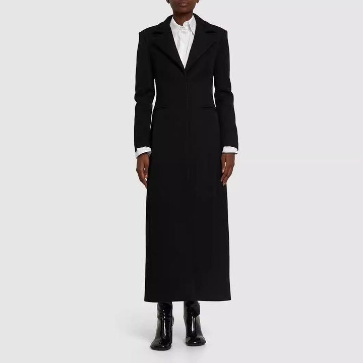 Damen Taillierter Longline-Mantel mit Reverskragen und Einreiher-Schnitt Drune