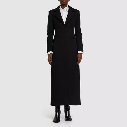 Damen Taillierter Longline-Mantel mit Reverskragen und Einreiher-Schnitt Drune