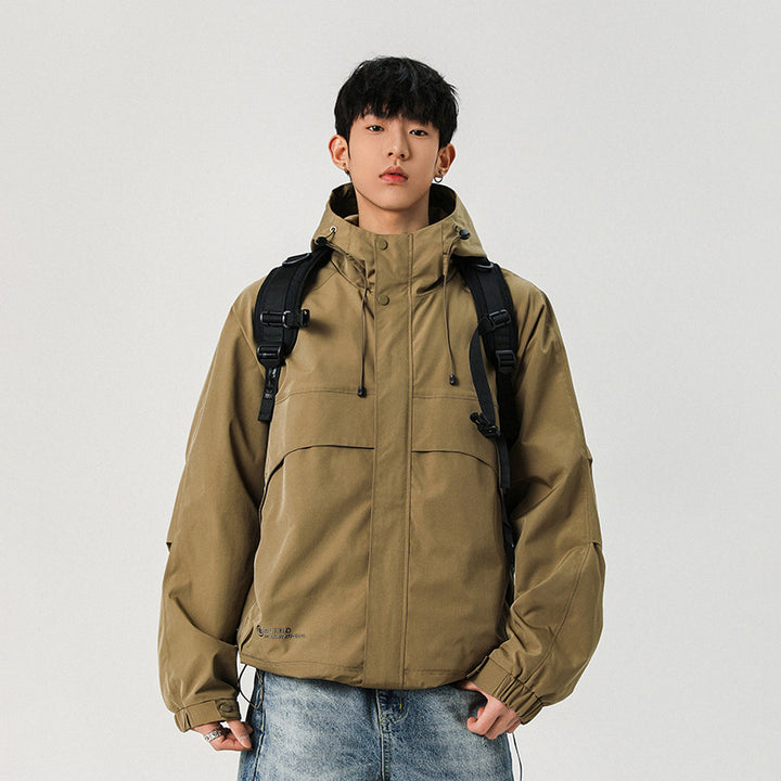 Herren Technische Kapuzen-Softshelljacke mit hohem Kragen und verstellbarem Saum Drune