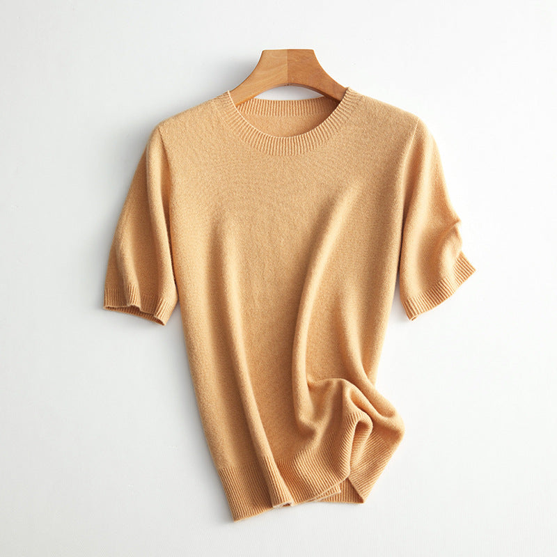 Damen Kurzarm Cashmere-Mix Pullover Drune