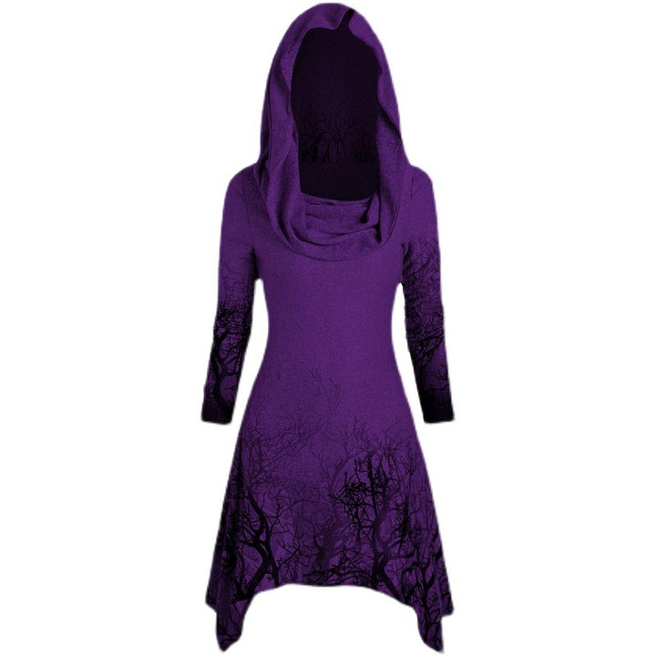 Damen Kapuzenkleid mit grafischem Baumdesign Drune