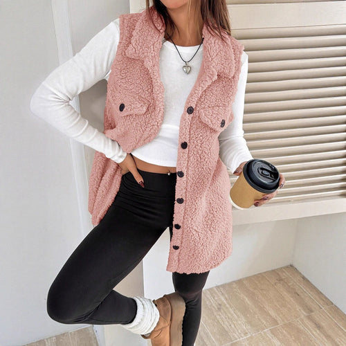 Damen Teddy-Weste mit Taschen Drune