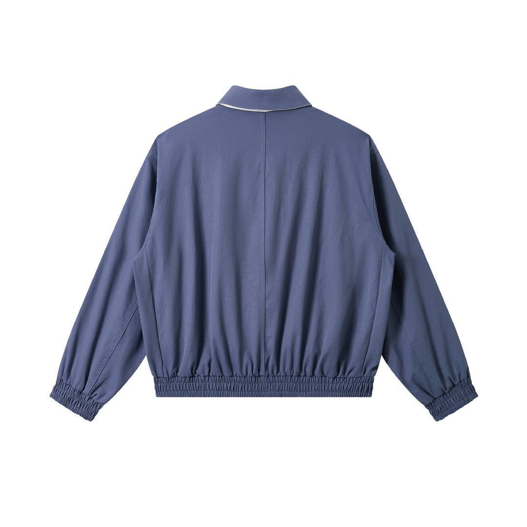 Herren Kurz geschnittener Boxy-Blouson mit hohem Stehkragen, elastischem Saum und Zipper-Front Drune