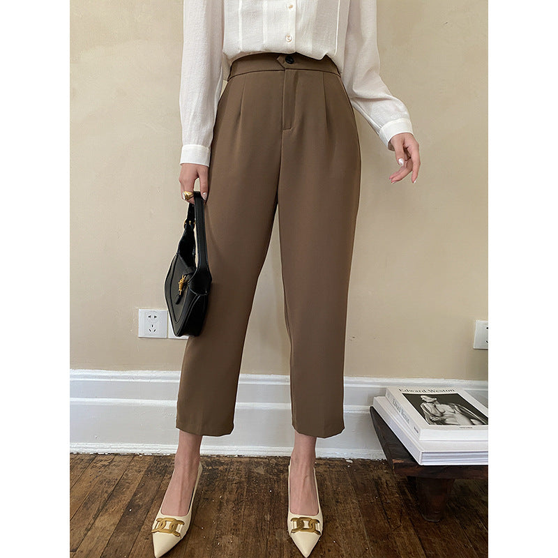 Damen elegantes Cropped-Hosenmodell mit hohem Bund und edlen Falten Drune