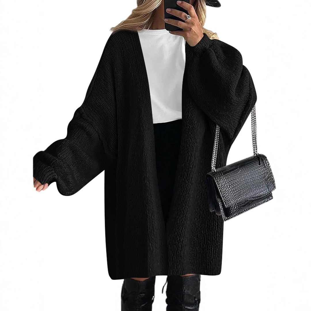 Damen Oversize Strickcardigan mit weiten Ballonärmeln und offener Front Drune