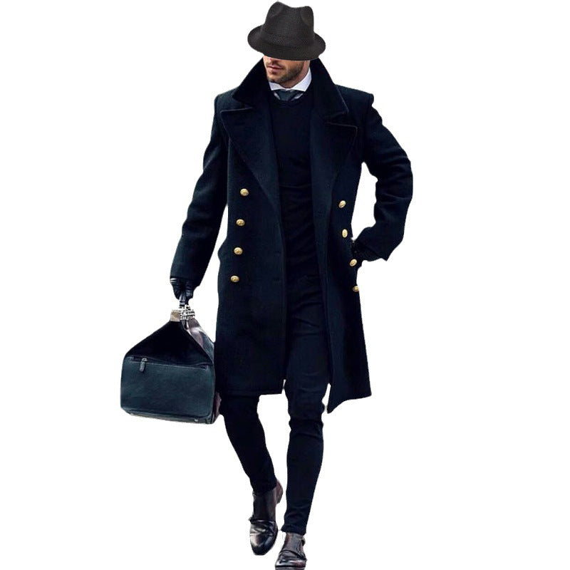 Herren Eleganter Mantel mit goldenen Knöpfen Drune