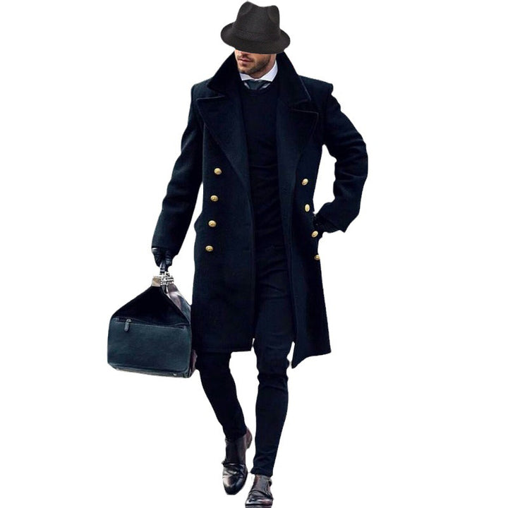 Herren Eleganter Mantel mit goldenen Knöpfen Drune