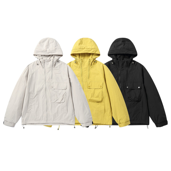 Unisex Leichte technische Kapuzenjacke im Boxy‑Schnitt mit Utility‑Taschen Drune