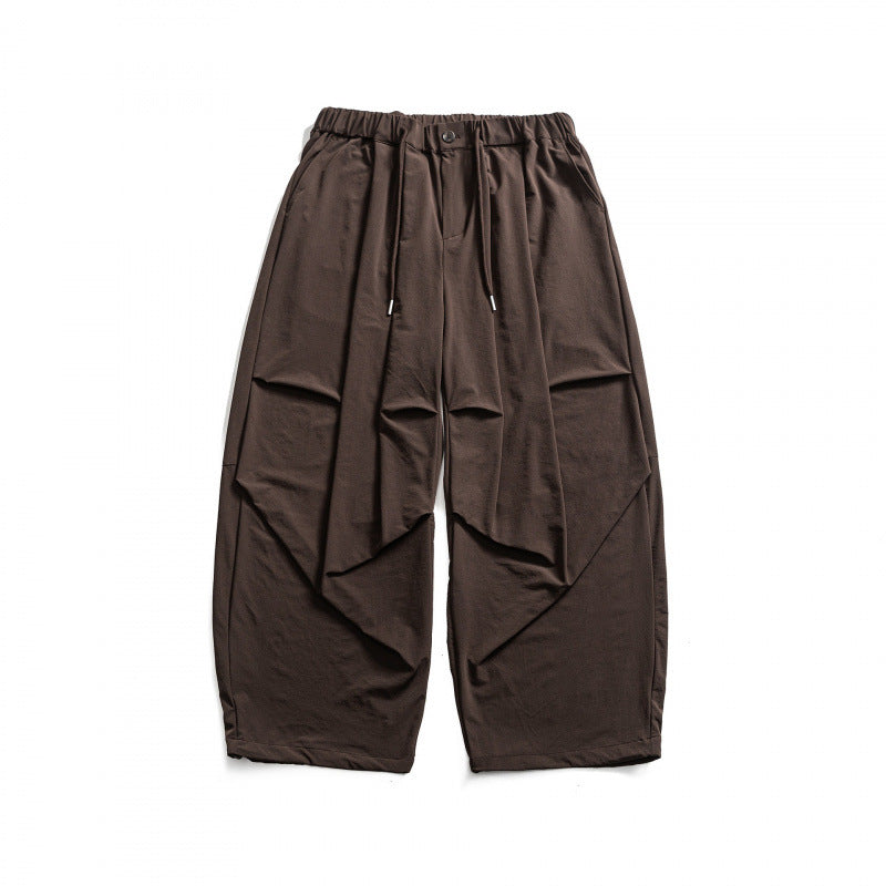 Unisex Weite Haremshose mit Drapierungen, elastischem Bund und Kordelzug Drune