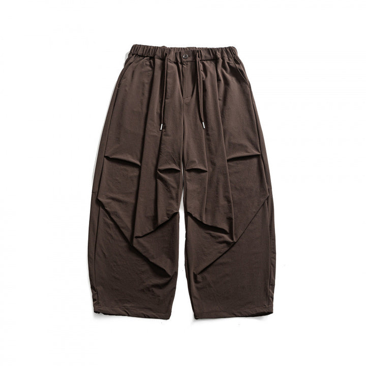 Unisex Weite Haremshose mit Drapierungen, elastischem Bund und Kordelzug Drune