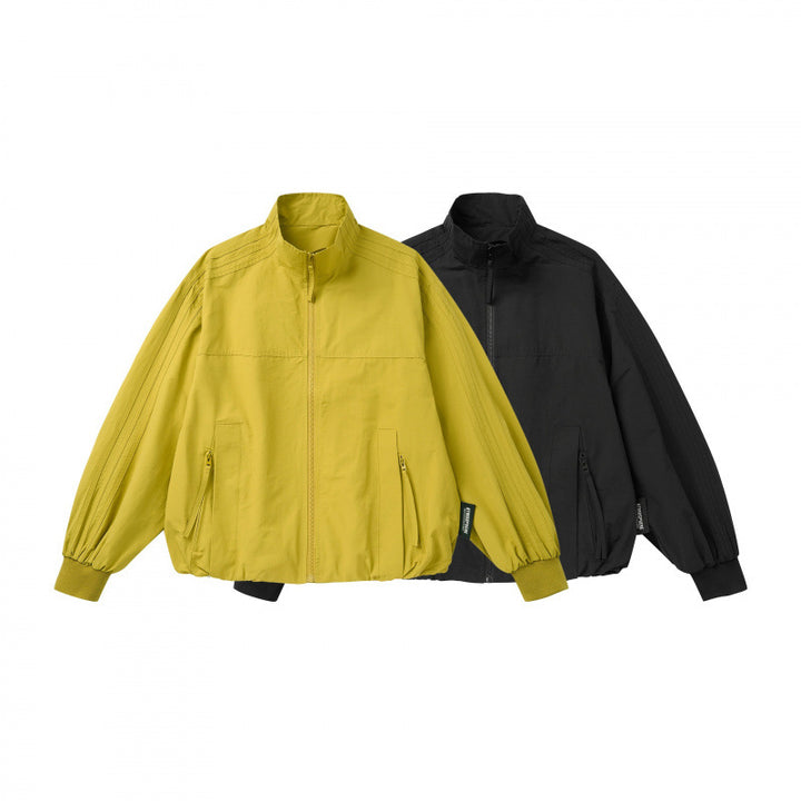 Unisex Leichte Boxy-Outdoorjacke im Trackstil mit hohem Stehkragen, Reißverschlusstaschen und elastischem Saum Drune