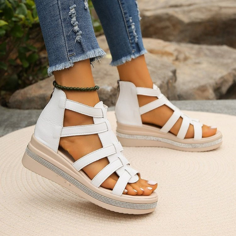 Damen Plateau-Sandalen mit verstellbarem Riemendesign und komfortablem Fußbett Drune