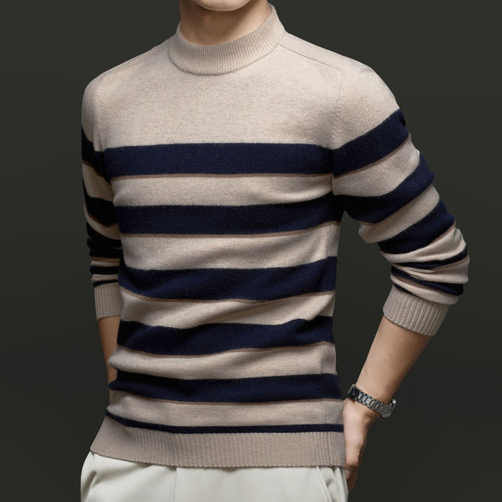 Herren Feinstrickpullover mit modischem Streifenmuster Drune