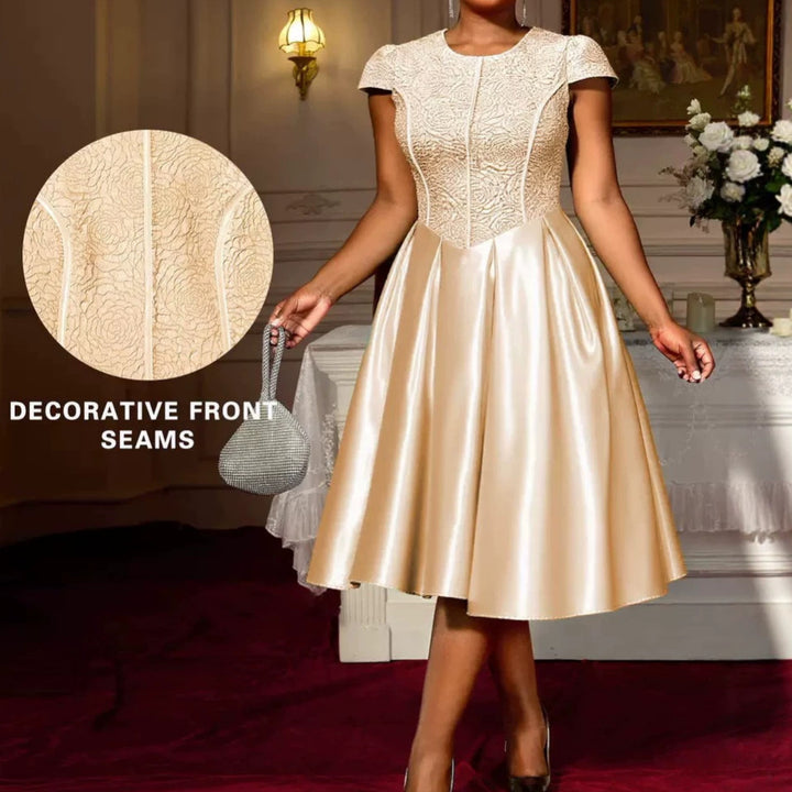 Damen Festliches Cocktailkleid mit floralem Spitzenoberteil und schwingendem Rock Drune