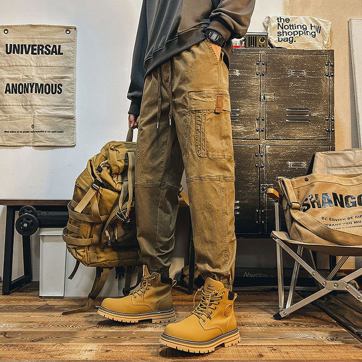 Herren Cargo-Joggerhose mit großen Pattentaschen, elastischem Bund und Gummbündchen Drune