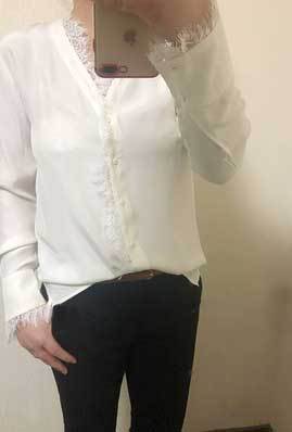 Damen Elegante Bluse mit Spitzenverzierung Drune