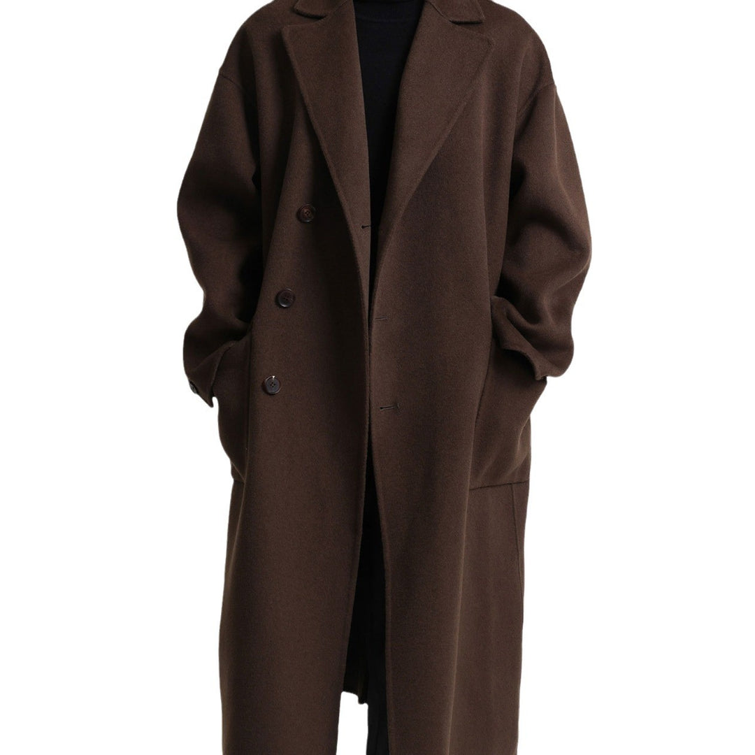Herren Oversize Doppelreiher Wollmantel mit weitem Schnitt und klassischem Revers Drune
