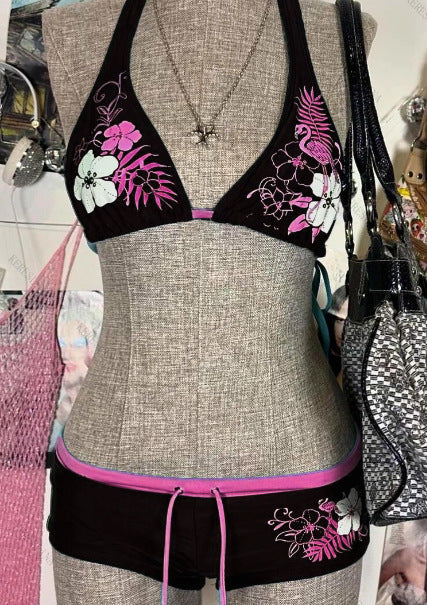 Damen-Bikini-Set mit floralem Design und verstellbaren Trägern Drune
