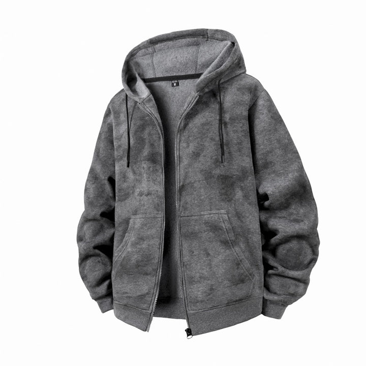 Unisex Oversize Kapuzenzipjacke aus schwerer French-Terry mit Kängurutaschen Drune