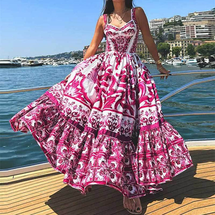 Damen Maxikleid mit elegantem A-Linien Schnitt und aufwendigen Verzierungen Drune