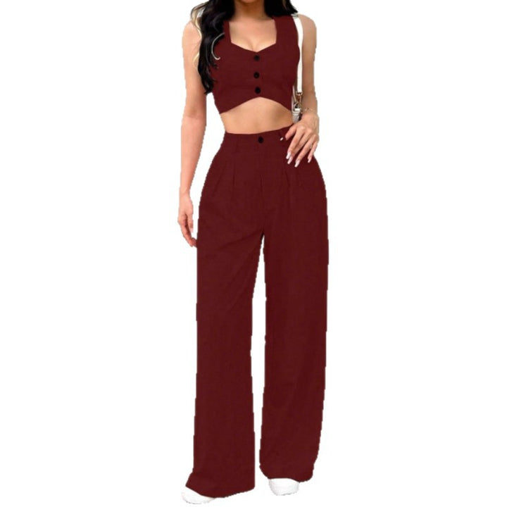 Damen Zweiteiliges Set mit tailliertem Top und weiten Hosen Drune