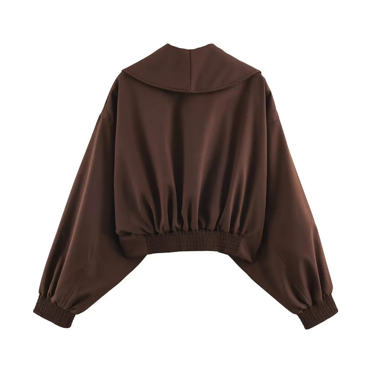 Damen nan kurze Oversize Jacke mit großem Schalkragen und Ballonärmeln Drune
