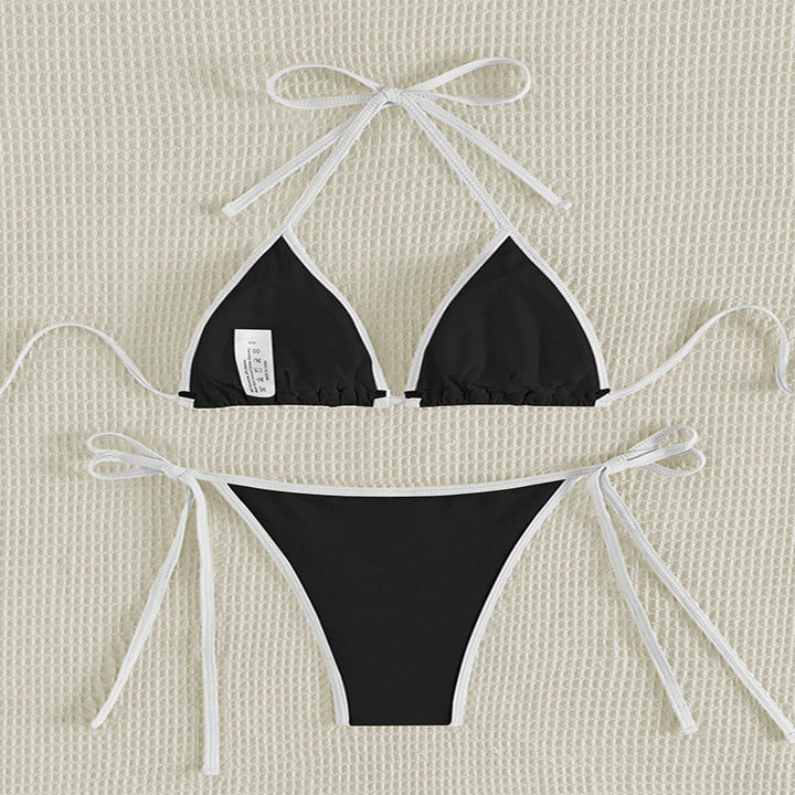 Damen Triangel-Bikini mit verstellbaren Bindebändern und glamourösen Akzenten Drune