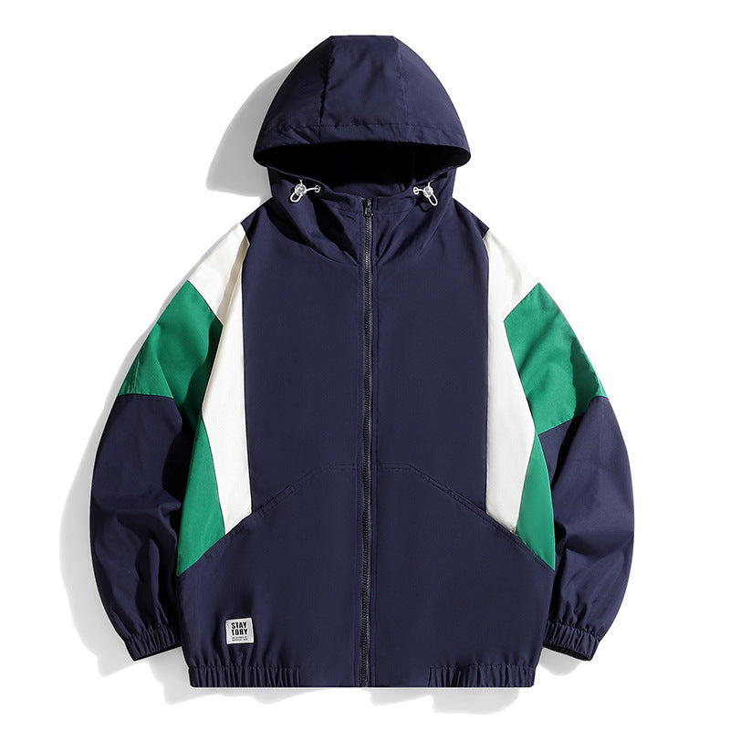 Herren Sportliche Übergangsjacke mit Kapuze und kontrastierenden Einsätzen Drune