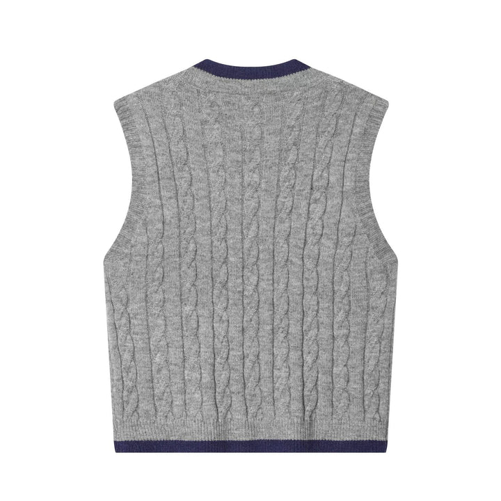 Damen Strickweste mit V-Ausschnitt und klassischem Kabelstrickmuster Drune