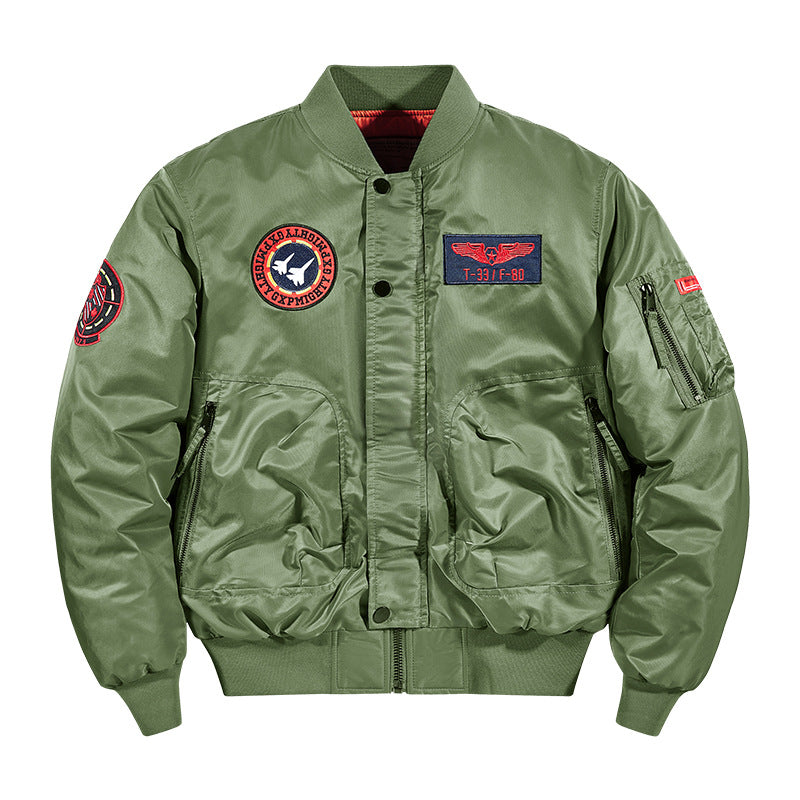 Herren  flugzeuginspiriertes Patch-Detail isolierte Pilot-Bomberjacke Drune
