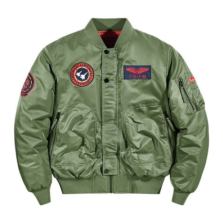Herren  flugzeuginspiriertes Patch-Detail isolierte Pilot-Bomberjacke Drune