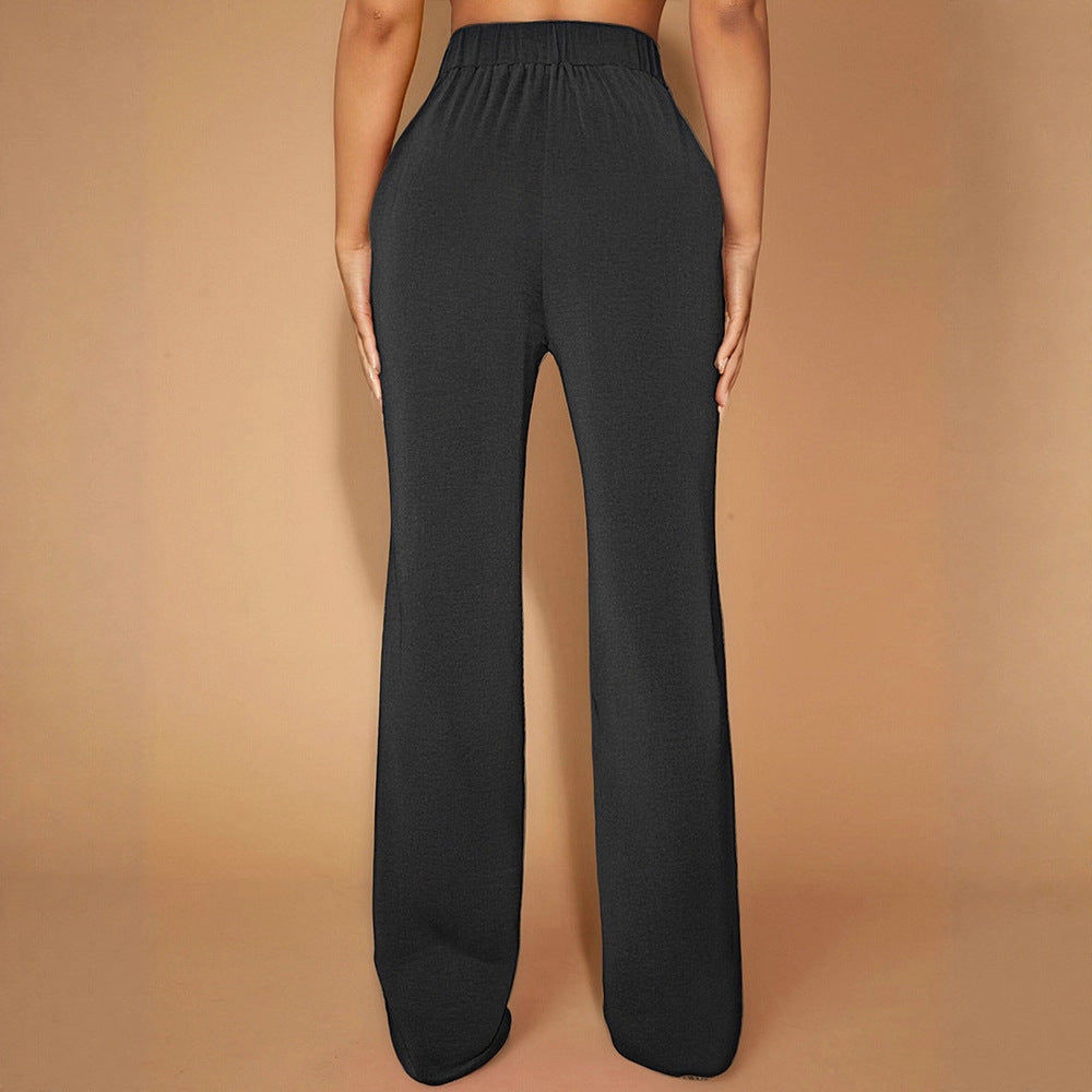 Damen Elegante High-Waist-Hose mit modischem Doppelschnallen-Detail Drune