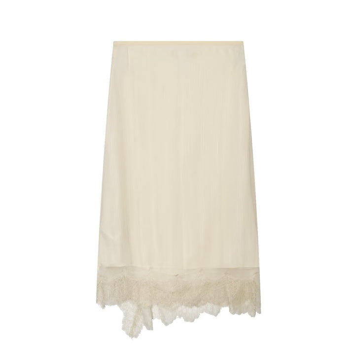 Damen Midi-Rock mit zarter Spitze und asymmetrischem Saum Drune